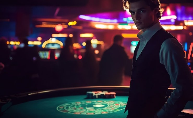 Live baccarat dealer with multiple camera angles on major4d table