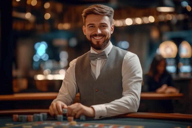 Baccarat game board showing player and banker card positions and totals